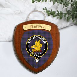 ScotsTee Shop Scottish MacIver of Strome Clan Crest Scottish Tartan Wooden Wall Plaque