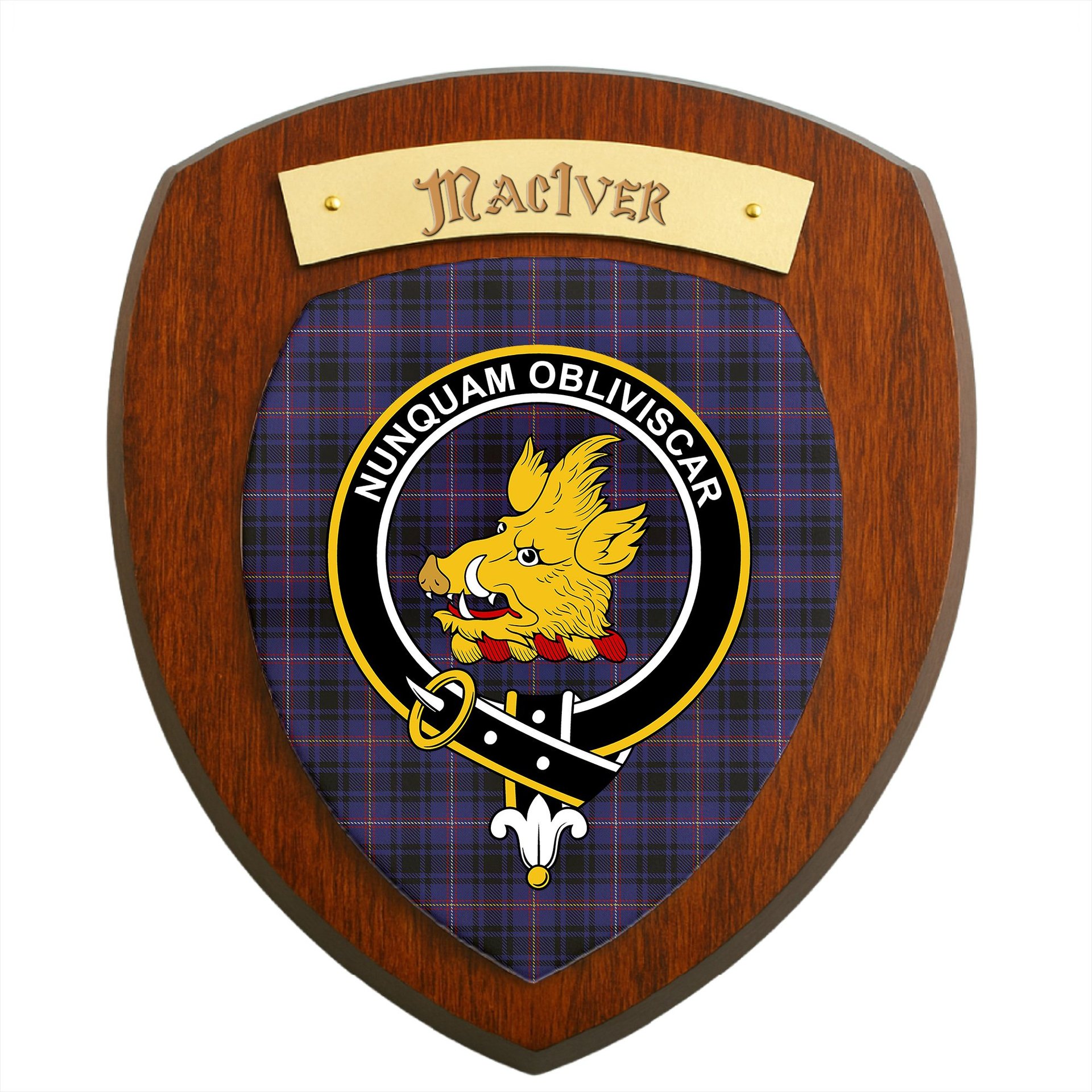 ScotsTee Shop Scottish MacIver of Strome Clan Crest Scottish Tartan Wooden Wall Plaque