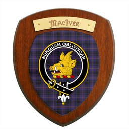 ScotsTee Shop Scottish MacIver of Strome Clan Crest Scottish Tartan Wooden Wall Plaque