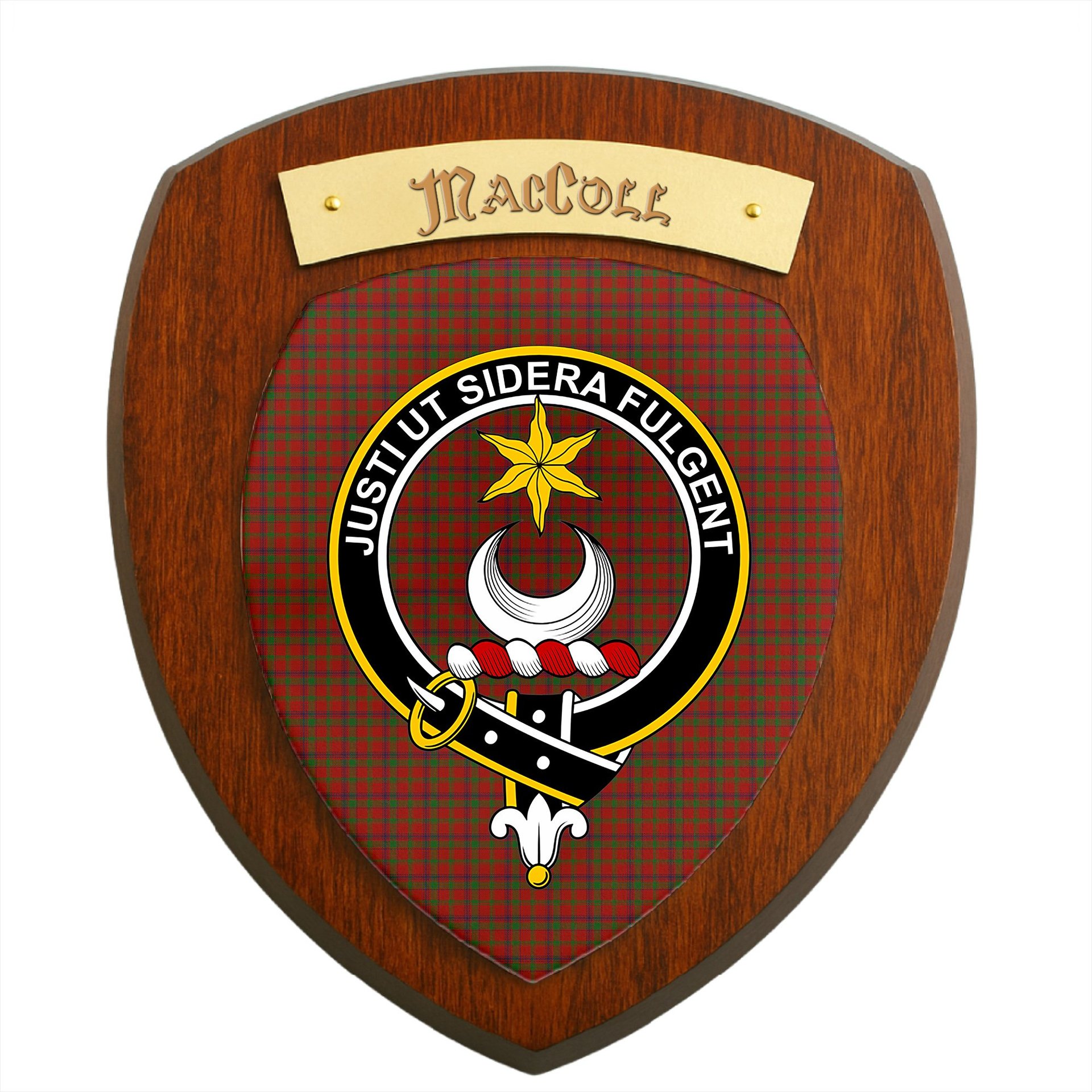 ScotsTee Shop Scottish MacColl Clan Crest Scottish Tartan Wooden Wall Plaque