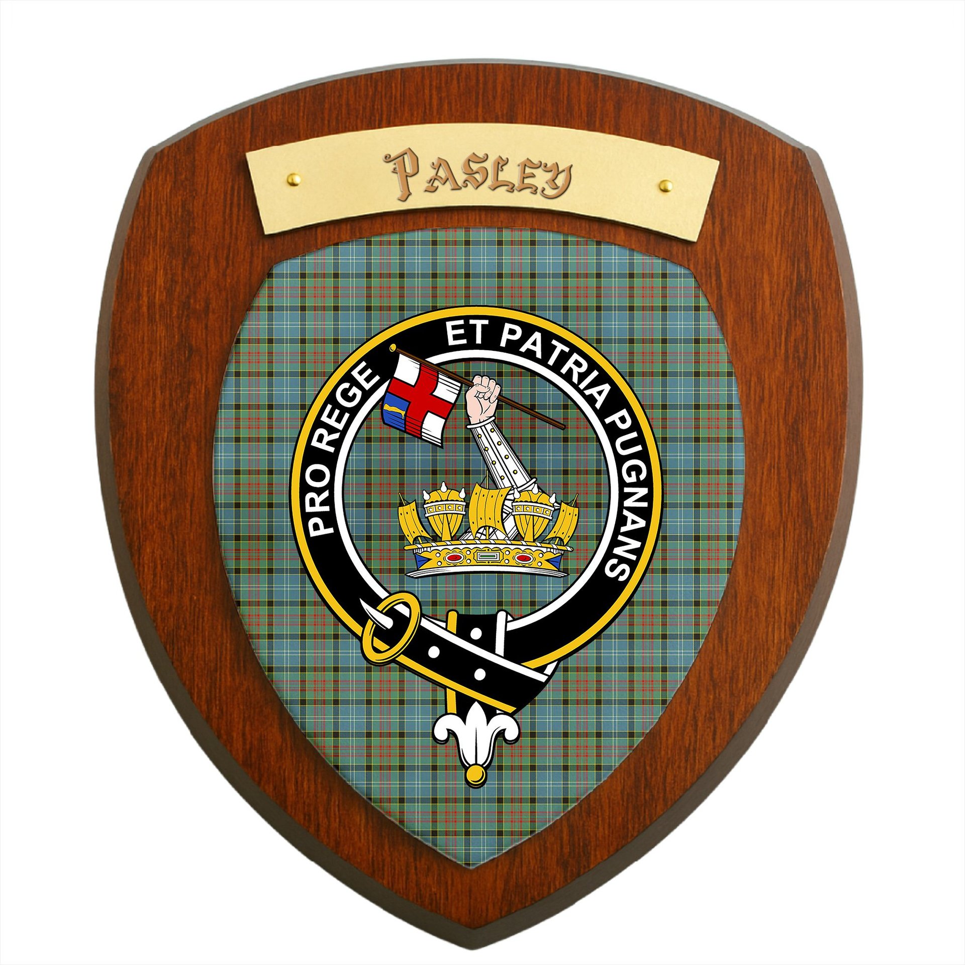 ScotsTee Shop Scottish Pasley District Clan Crest Scottish Tartan Wooden Wall Plaque