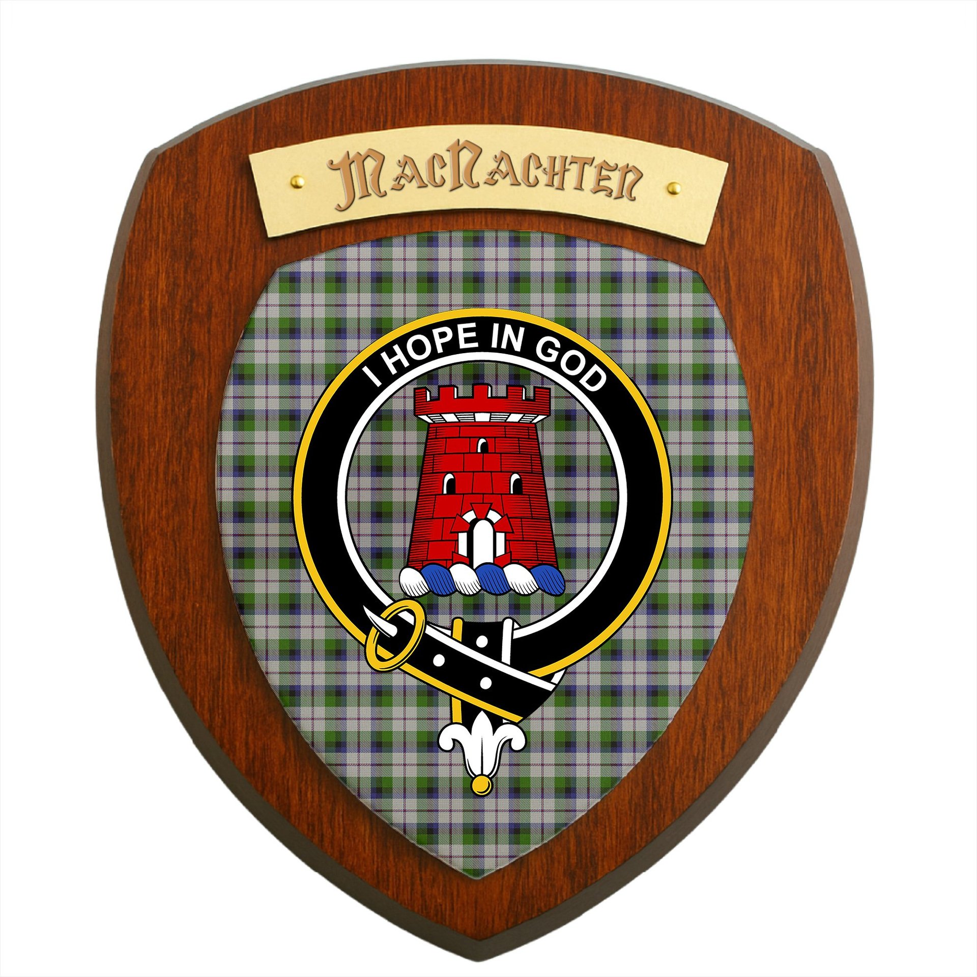 ScotsTee Shop Scottish MacNachten Dress Clan Crest Scottish Tartan Wooden Wall Plaque