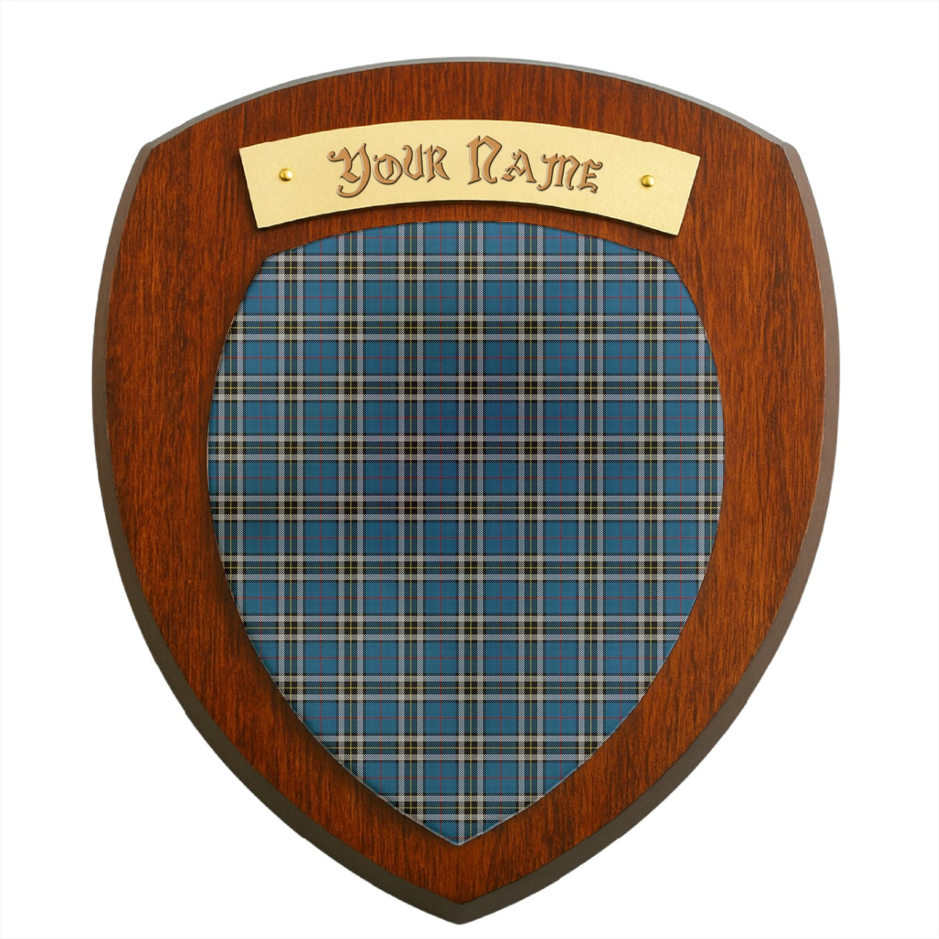 ScotsTee Shop Scottish Thompson Dress Blue Clan Tartan Wooden Wall Plaque Personalize with Your Name