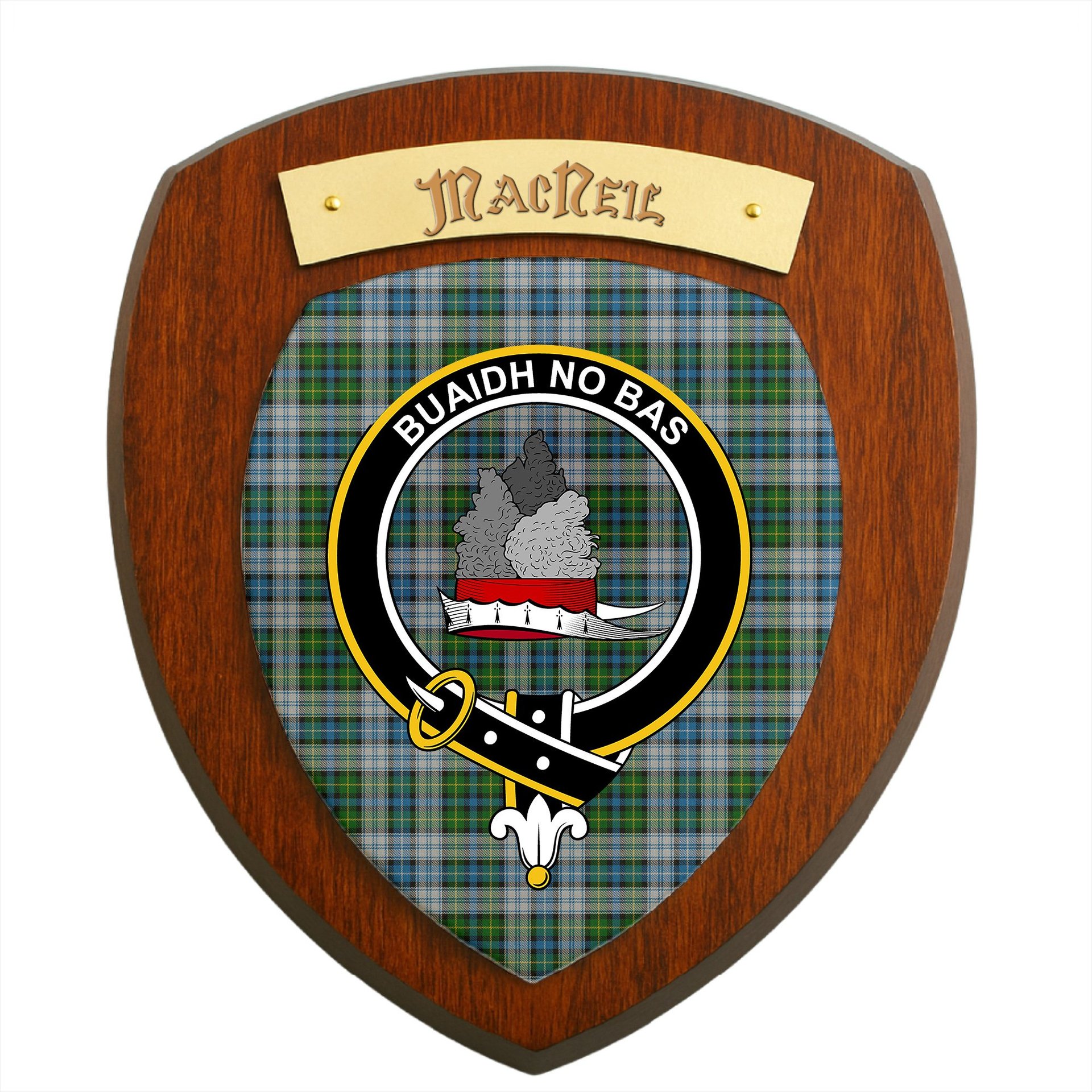 ScotsTee Shop Scottish MacNeil Dress Clan Crest Scottish Tartan Wooden Wall Plaque