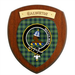 ScotsTee Shop Scottish Haliburton Clan Crest Scottish Tartan Wooden Wall Plaque