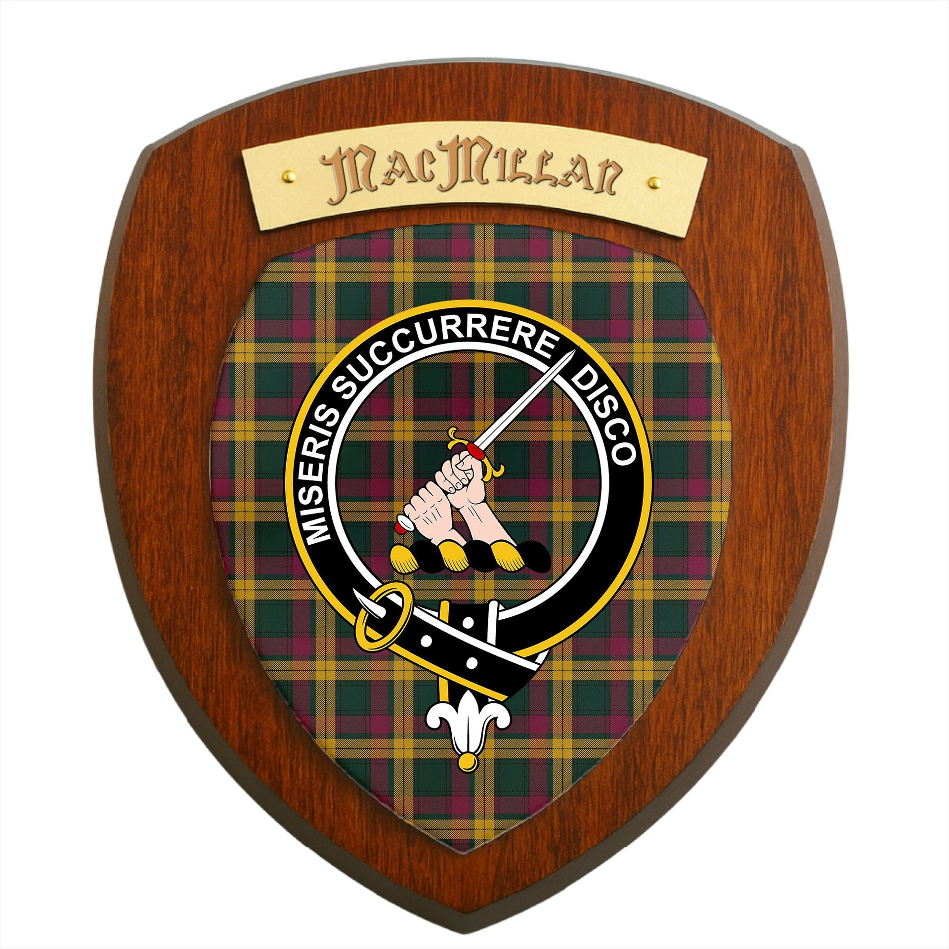 ScotsTee Shop Scottish MacMillan Modern Clan Crest Scottish Tartan Wooden Wall Plaque