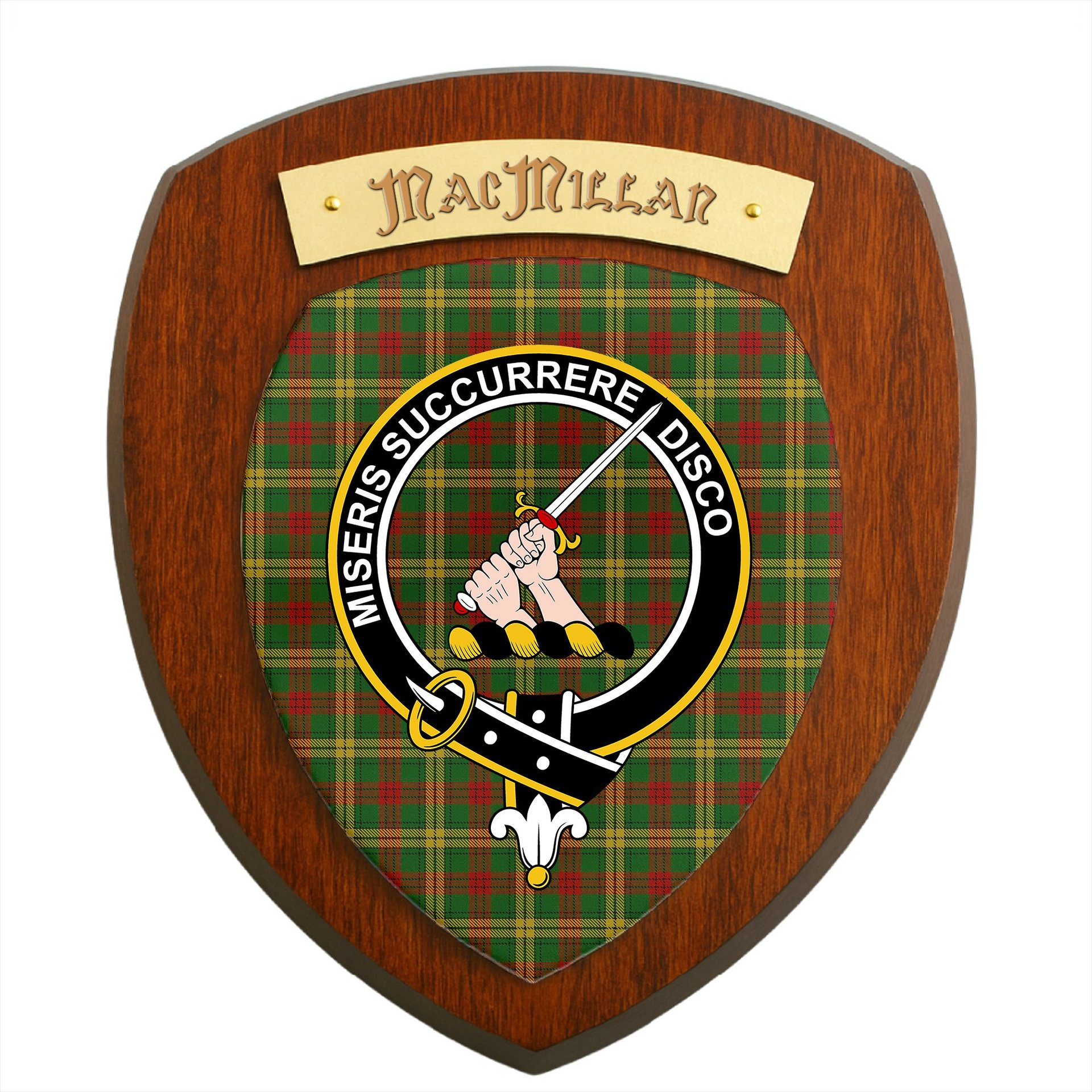ScotsTee Shop Scottish MacMillan 1946 Clan Crest Scottish Tartan Wooden Wall Plaque