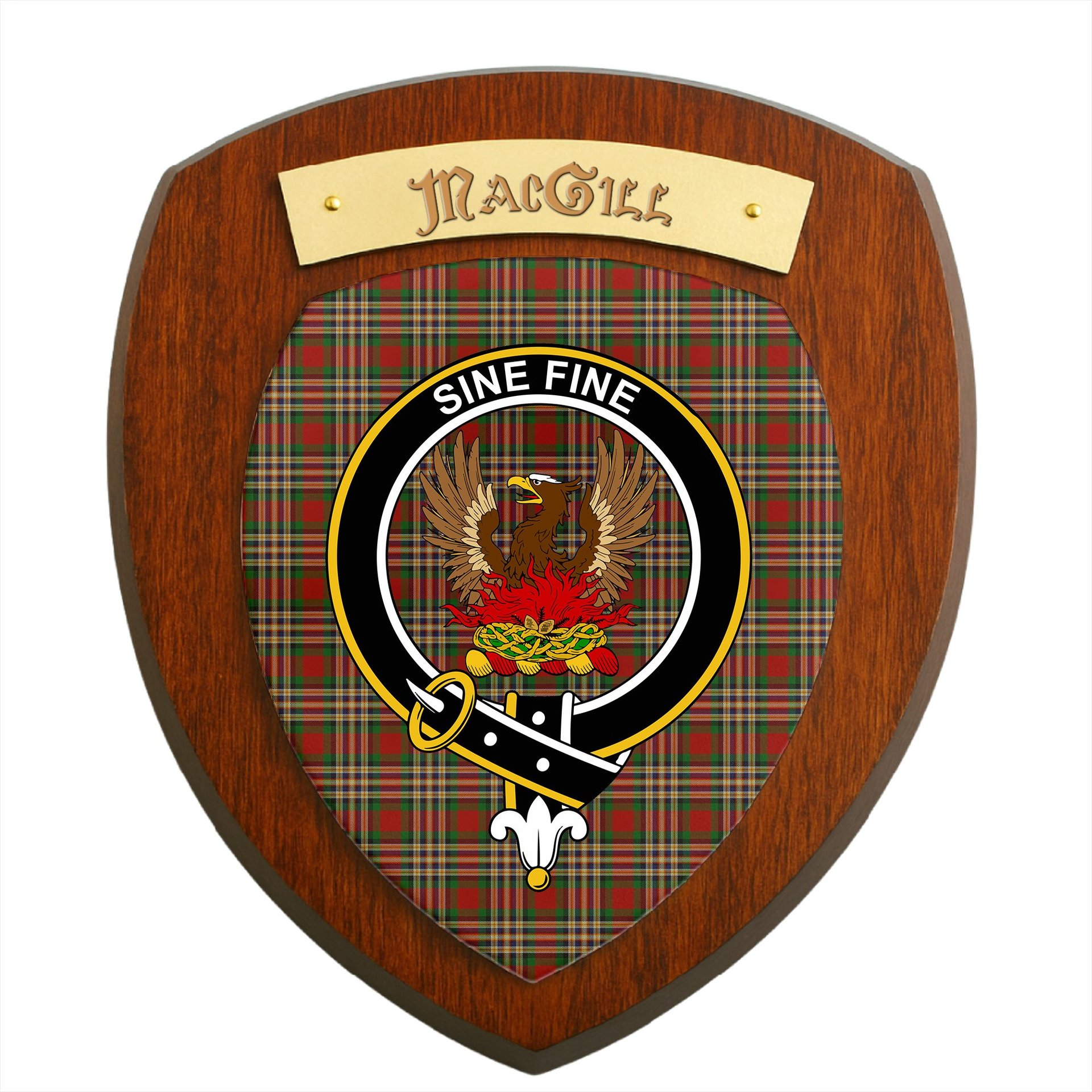 ScotsTee Shop Scottish MacGill Clan Crest Scottish Tartan Wooden Wall Plaque