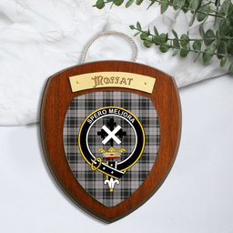 ScotsTee Shop Scottish Moffat Ancient Clan Crest Scottish Tartan Wooden Wall Plaque