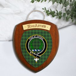 ScotsTee Shop Scottish MacArthur Clan Crest Scottish Tartan Wooden Wall Plaque