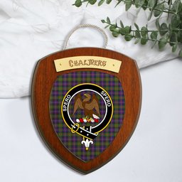 ScotsTee Shop Scottish Chalmers Clan Crest Scottish Tartan Wooden Wall Plaque