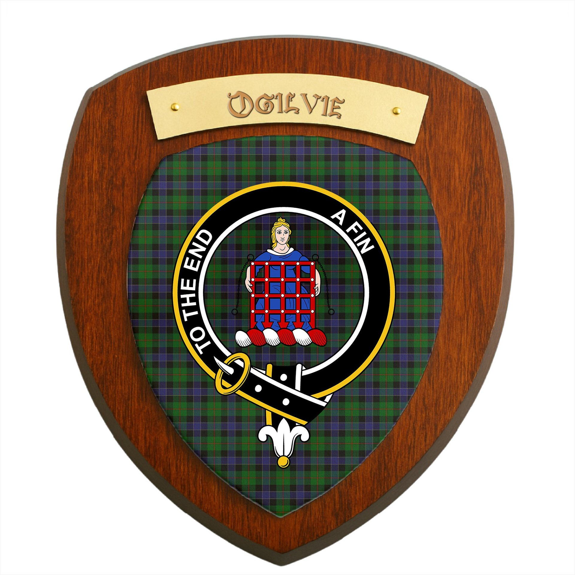 ScotsTee Shop Scottish Ogilvie of Inverarity VS 2 Clan Crest Scottish Tartan Wooden Wall Plaque