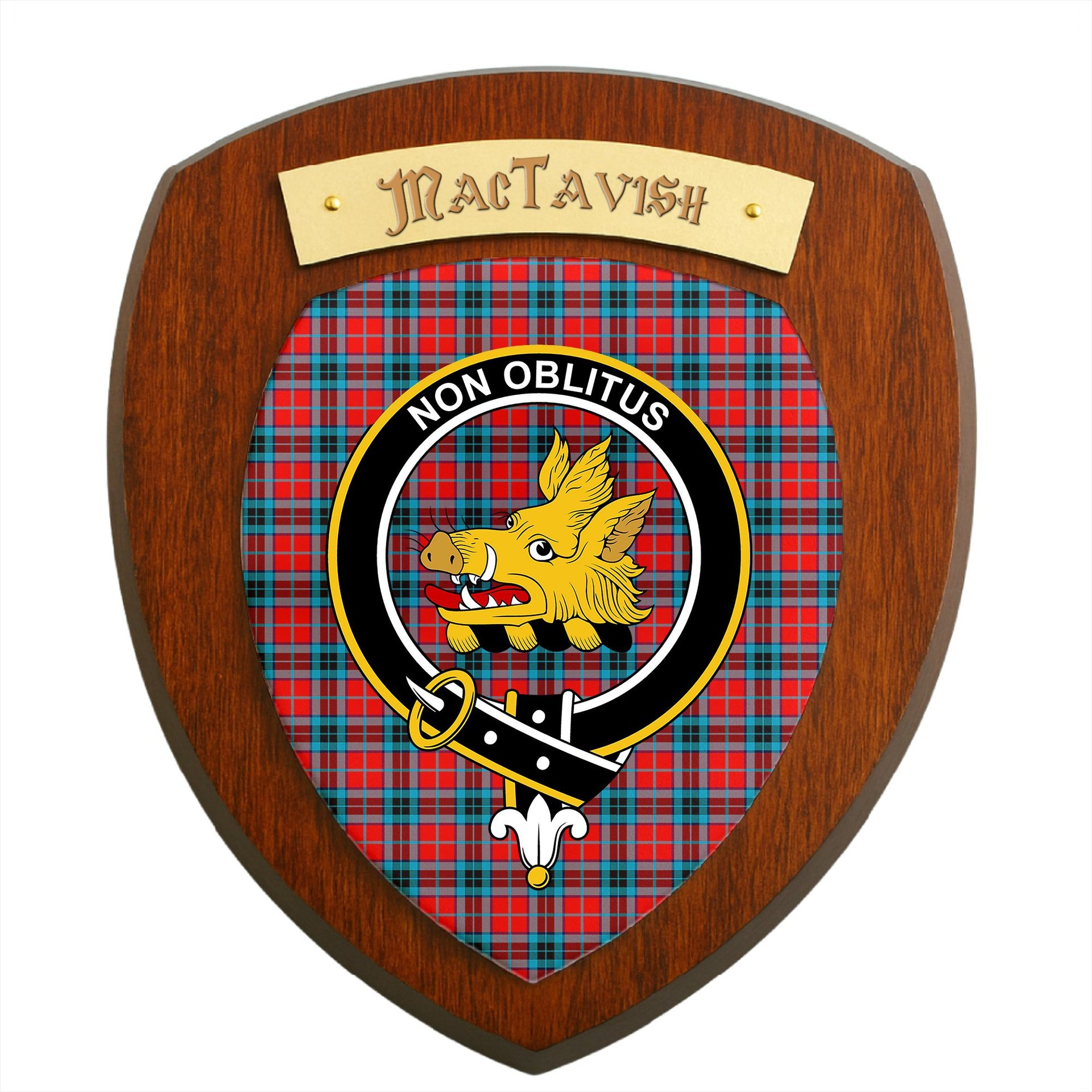 ScotsTee Shop Scottish MacTavish Modern Clan Crest Scottish Tartan Wooden Wall Plaque