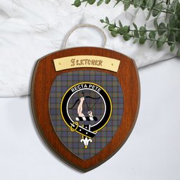 ScotsTee Shop Scottish Fletcher of Dunans SC Clan Crest Scottish Tartan Wooden Wall Plaque