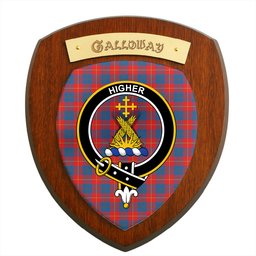 ScotsTee Shop Scottish Galloway Red Clan Crest Scottish Tartan Wooden Wall Plaque