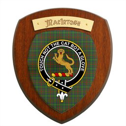 ScotsTee Shop Scottish MacIntosh Hunting Clan Crest Scottish Tartan Wooden Wall Plaque