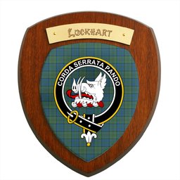 ScotsTee Shop Scottish Lockhart Clan Crest Scottish Tartan Wooden Wall Plaque