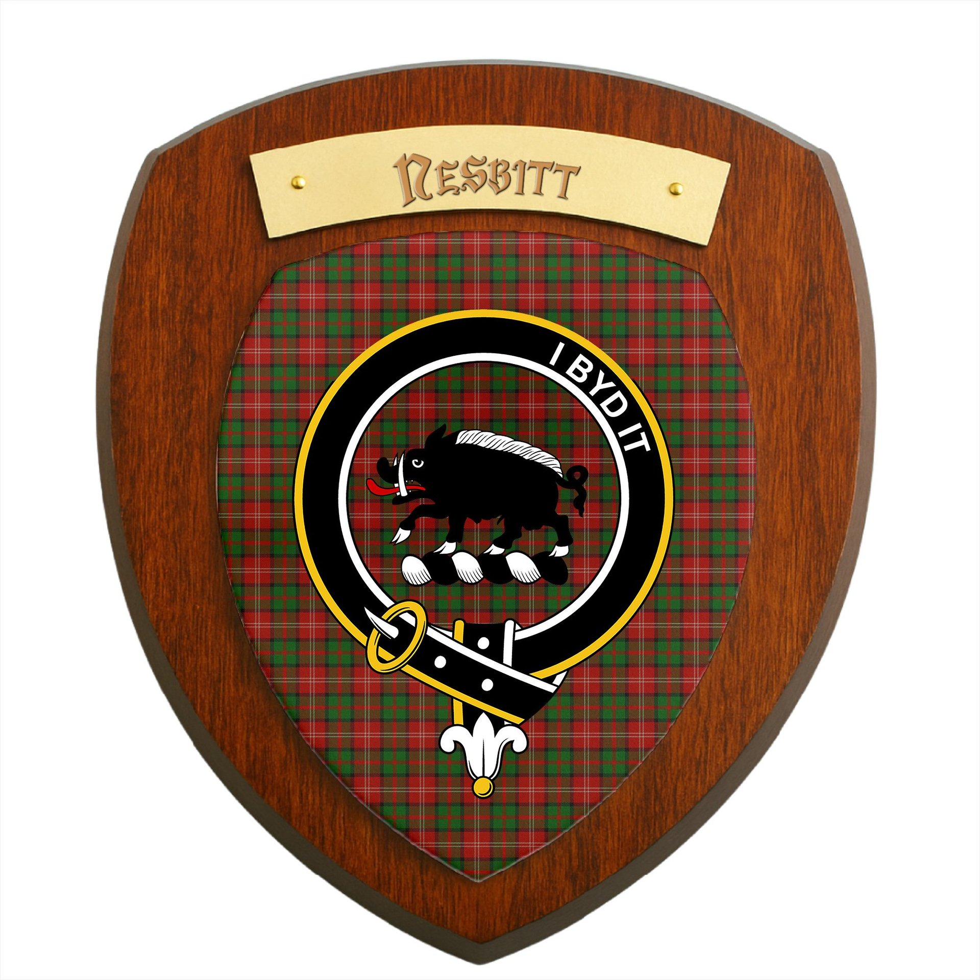 ScotsTee Shop Scottish Nesbitt Clan Crest Scottish Tartan Wooden Wall Plaque