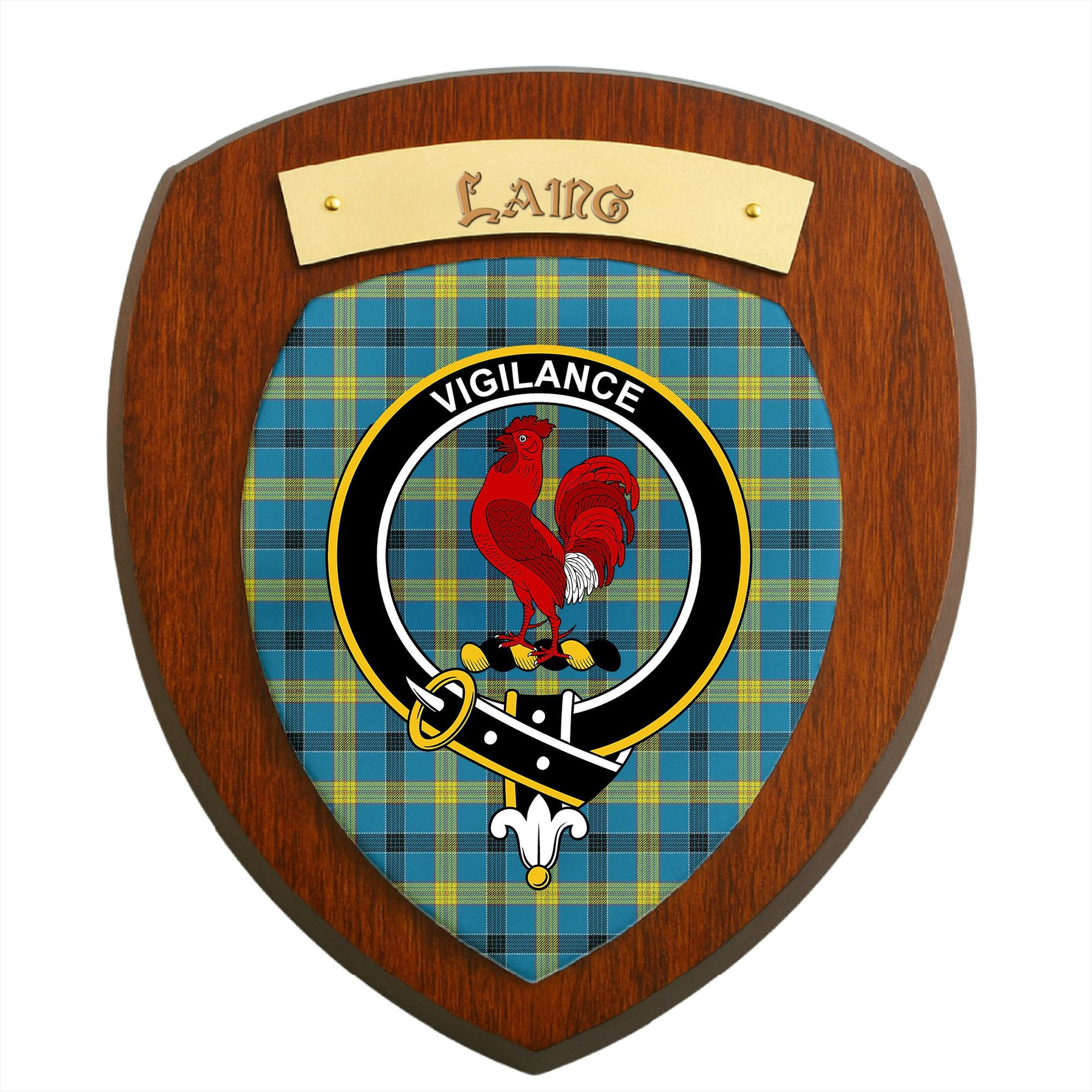 ScotsTee Shop Scottish Laing Modern Clan Crest Scottish Tartan Wooden Wall Plaque