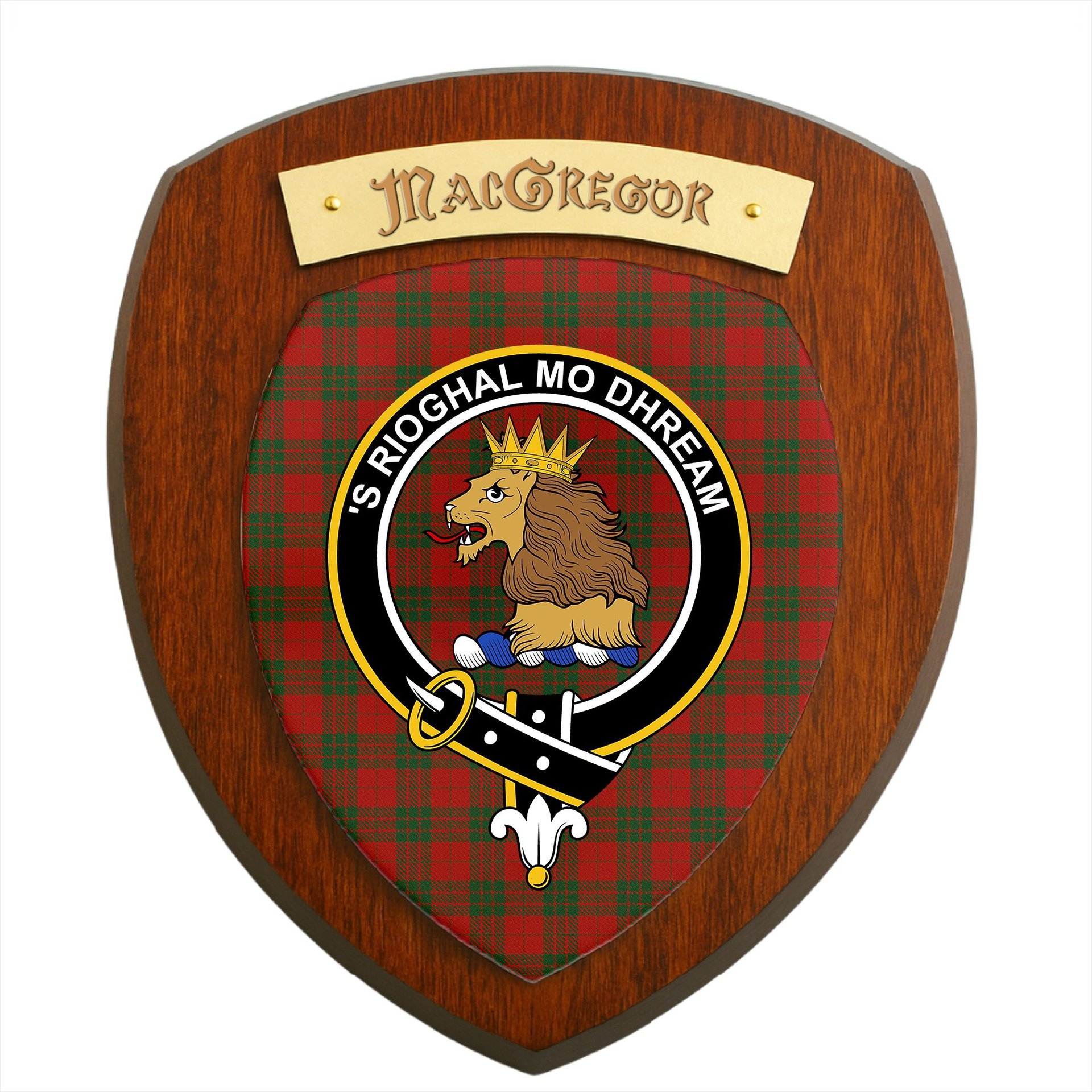 ScotsTee Shop Scottish MacGregor of Glenstrae Clan Crest Scottish Tartan Wooden Wall Plaque