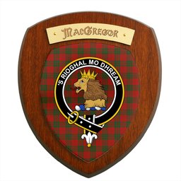 ScotsTee Shop Scottish MacGregor of Glenstrae Clan Crest Scottish Tartan Wooden Wall Plaque