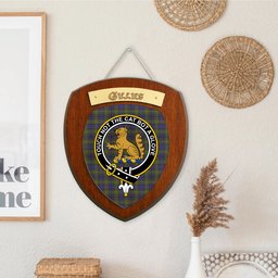 ScotsTee Shop Scottish Gillies 1 Clan Crest Scottish Tartan Wooden Wall Plaque