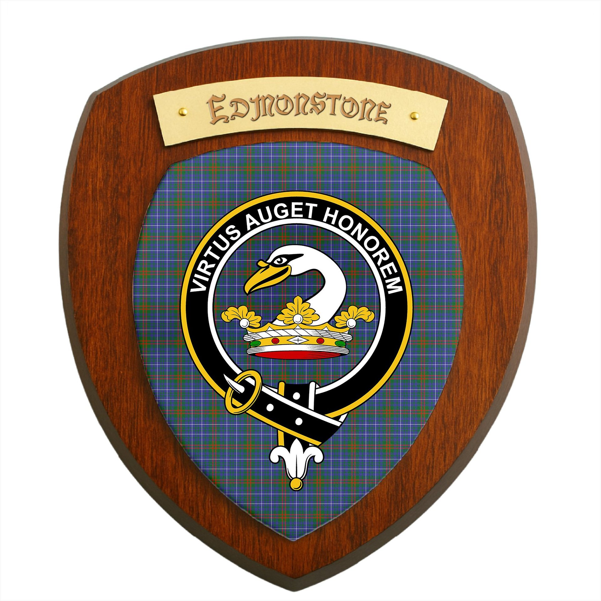 ScotsTee Shop Scottish Edmonstone Clan Crest Scottish Tartan Wooden Wall Plaque