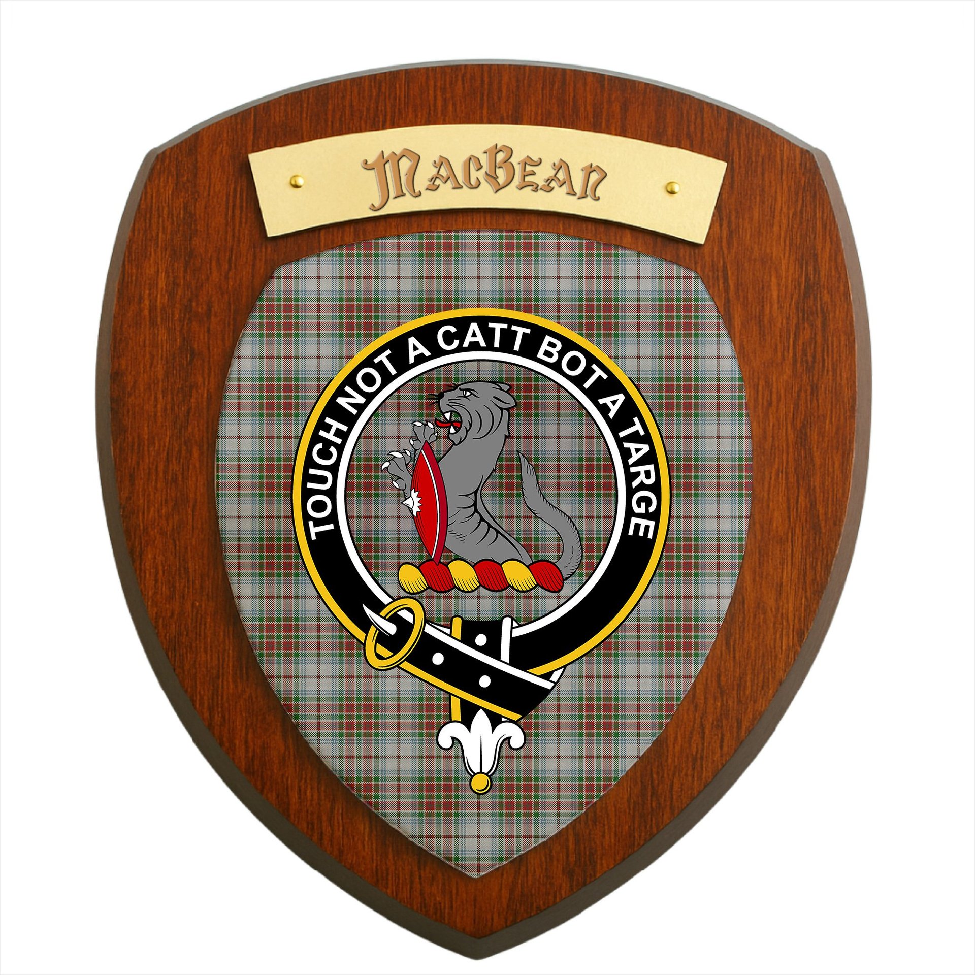 ScotsTee Shop Scottish MacBean Dress Clan Crest Scottish Tartan Wooden Wall Plaque