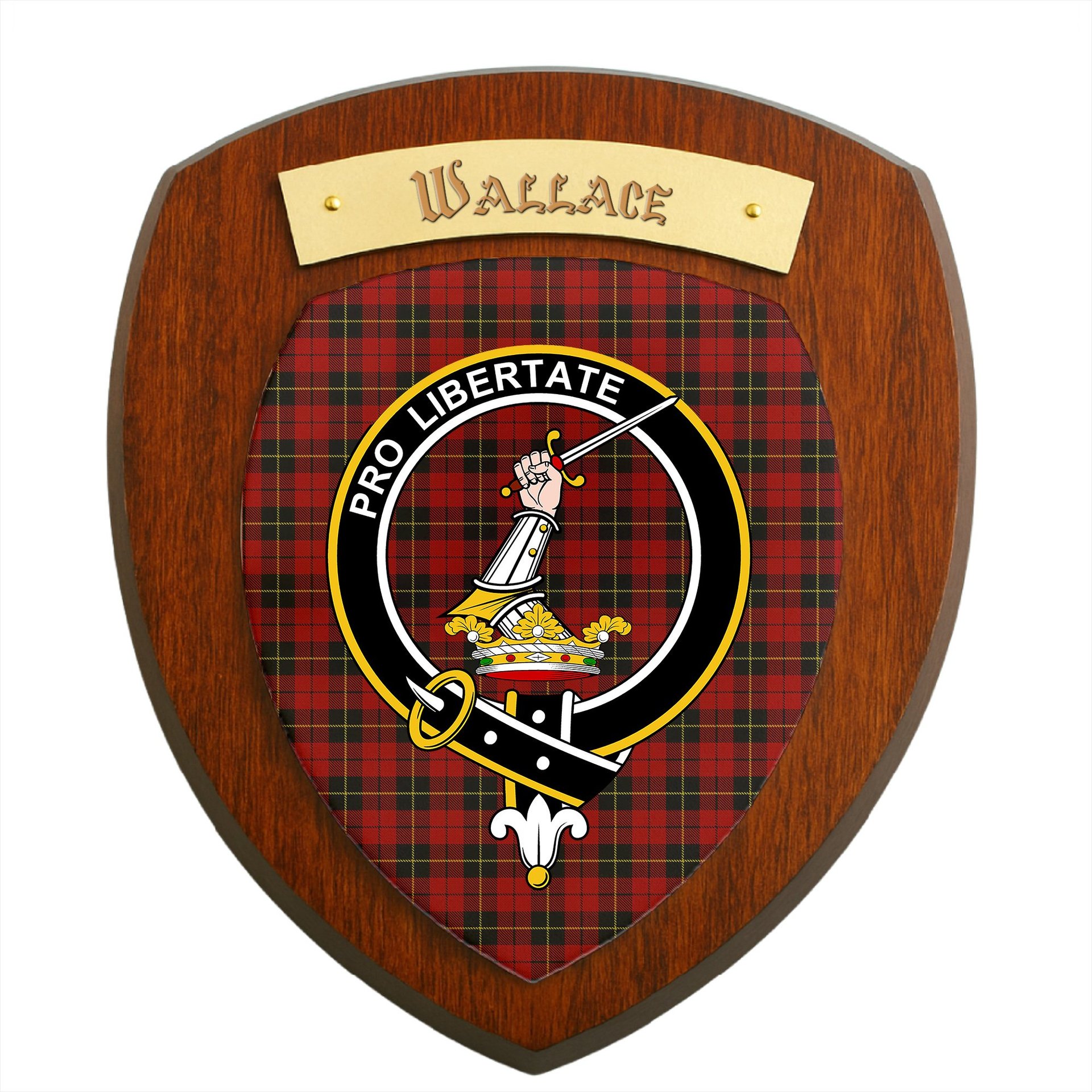 ScotsTee Shop Scottish Wallace Clan Crest Scottish Tartan Wooden Wall Plaque