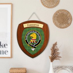 ScotsTee Shop Scottish Forrester Hunting Clan Crest Scottish Tartan Wooden Wall Plaque