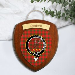 ScotsTee Shop Scottish Herries Clan Crest Scottish Tartan Wooden Wall Plaque