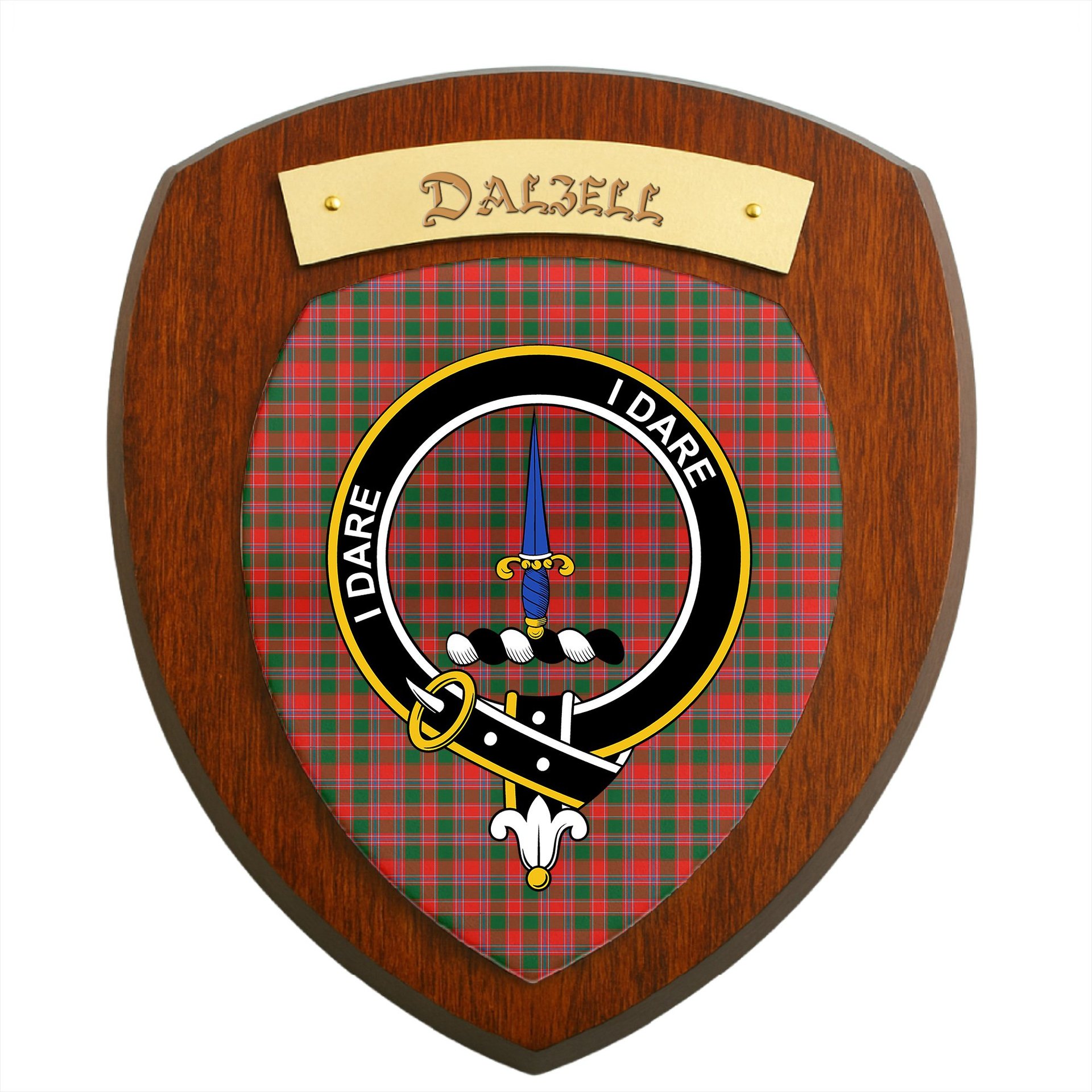 ScotsTee Shop Scottish Dalzell SC Clan Crest Scottish Tartan Wooden Wall Plaque