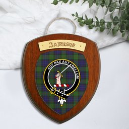 ScotsTee Shop Scottish Jamieson Clan Crest Scottish Tartan Wooden Wall Plaque