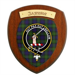 ScotsTee Shop Scottish Jamieson Clan Crest Scottish Tartan Wooden Wall Plaque