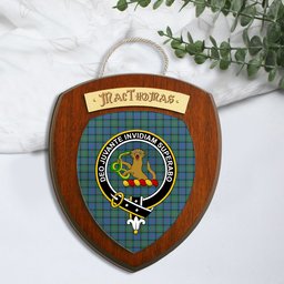 ScotsTee Shop Scottish MacThomas Clan Crest Scottish Tartan Wooden Wall Plaque