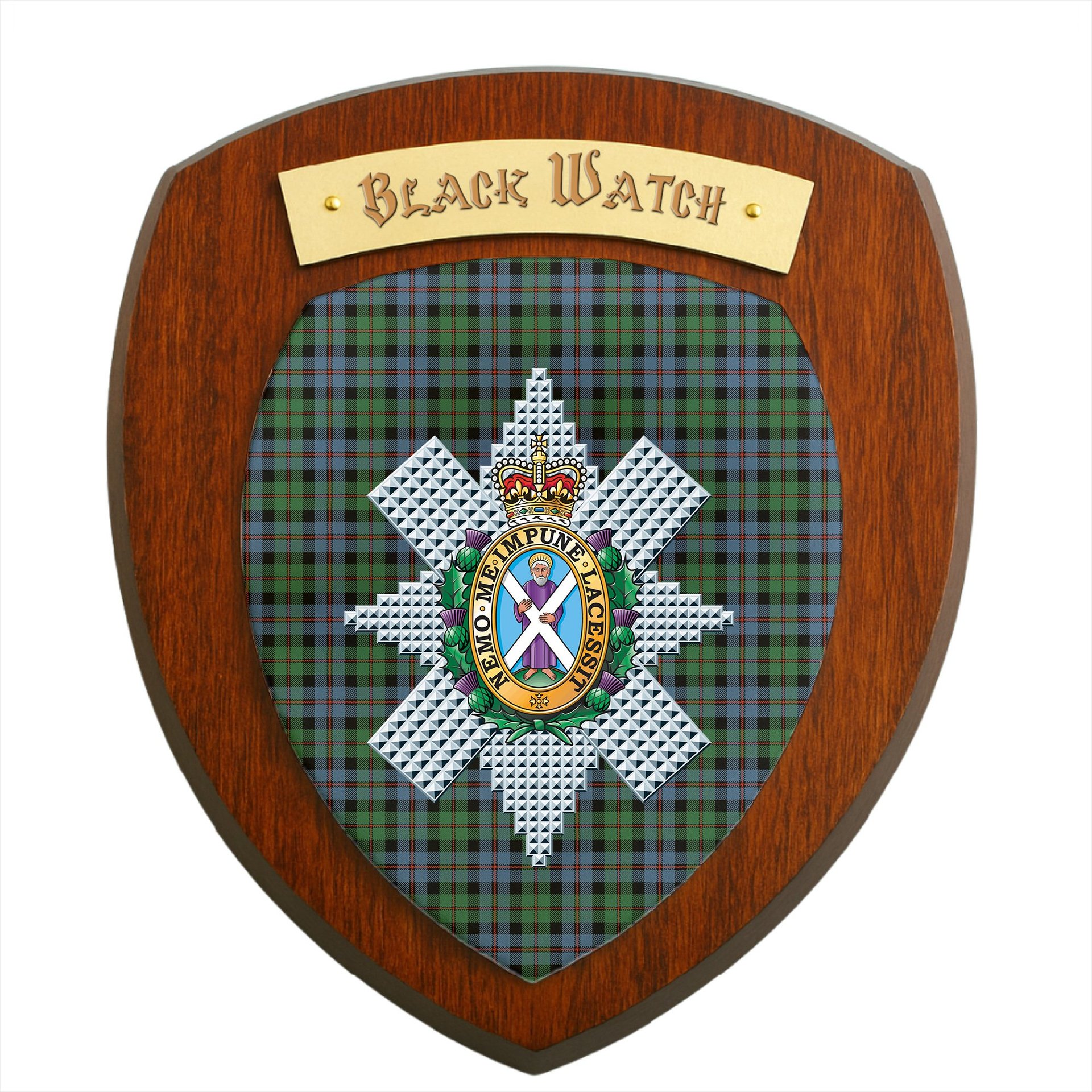 ScotsTee Shop Scottish Black Watch Coarse Kilt Ancient Clan Crest Scottish Tartan Wooden Wall Plaque
