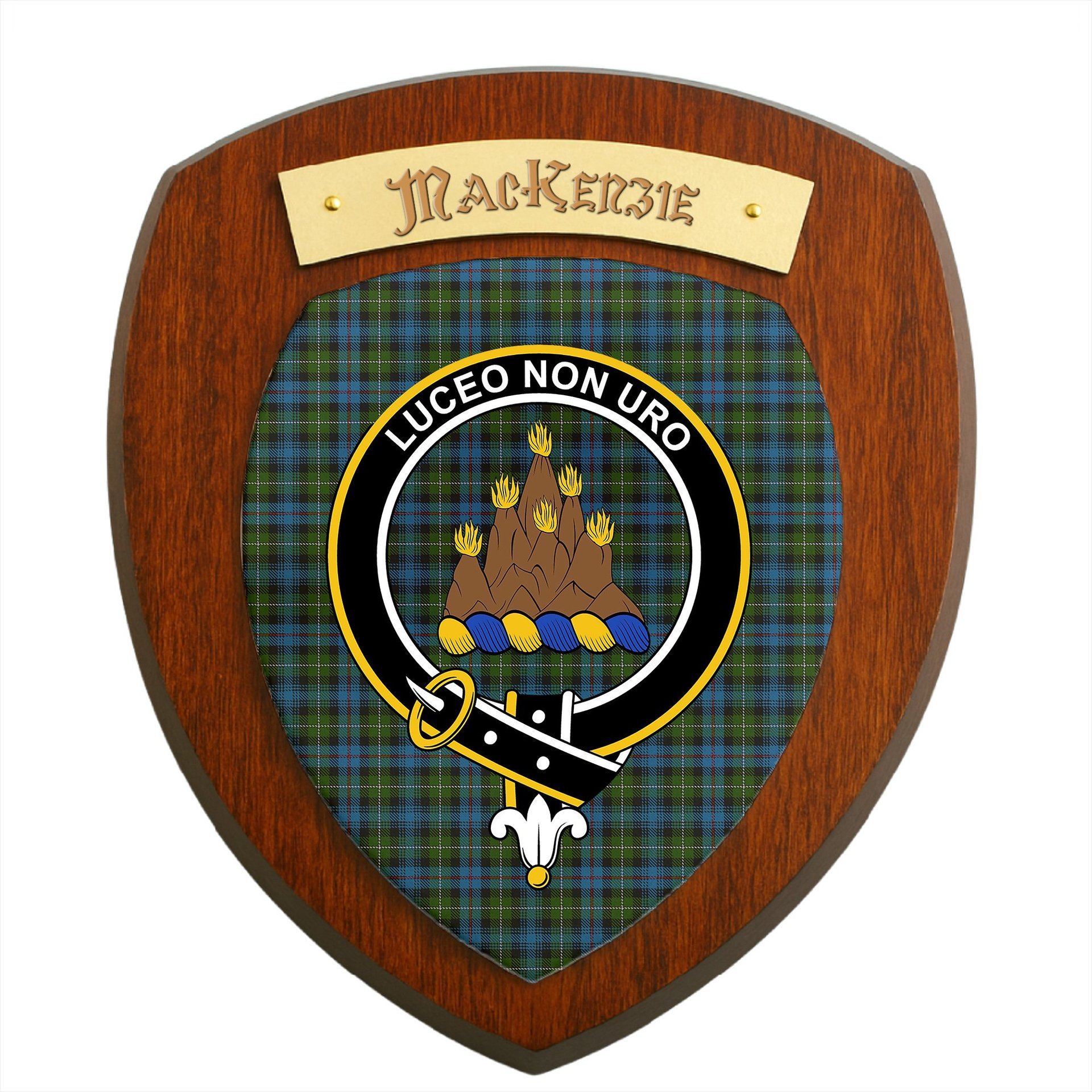 ScotsTee Shop Scottish Mackenzie Clan Crest Scottish Tartan Wooden Wall Plaque