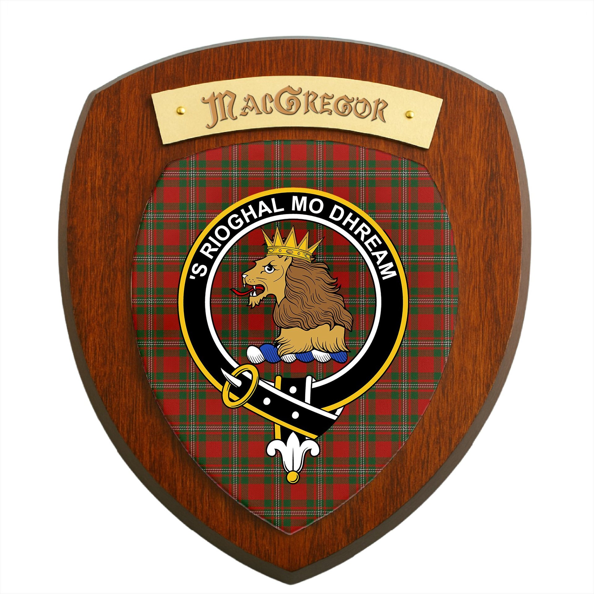 ScotsTee Shop Scottish MacGregor Clan Crest Scottish Tartan Wooden Wall Plaque