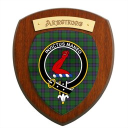 ScotsTee Shop Scottish Armstrong Clan Crest Scottish Tartan Wooden Wall Plaque
