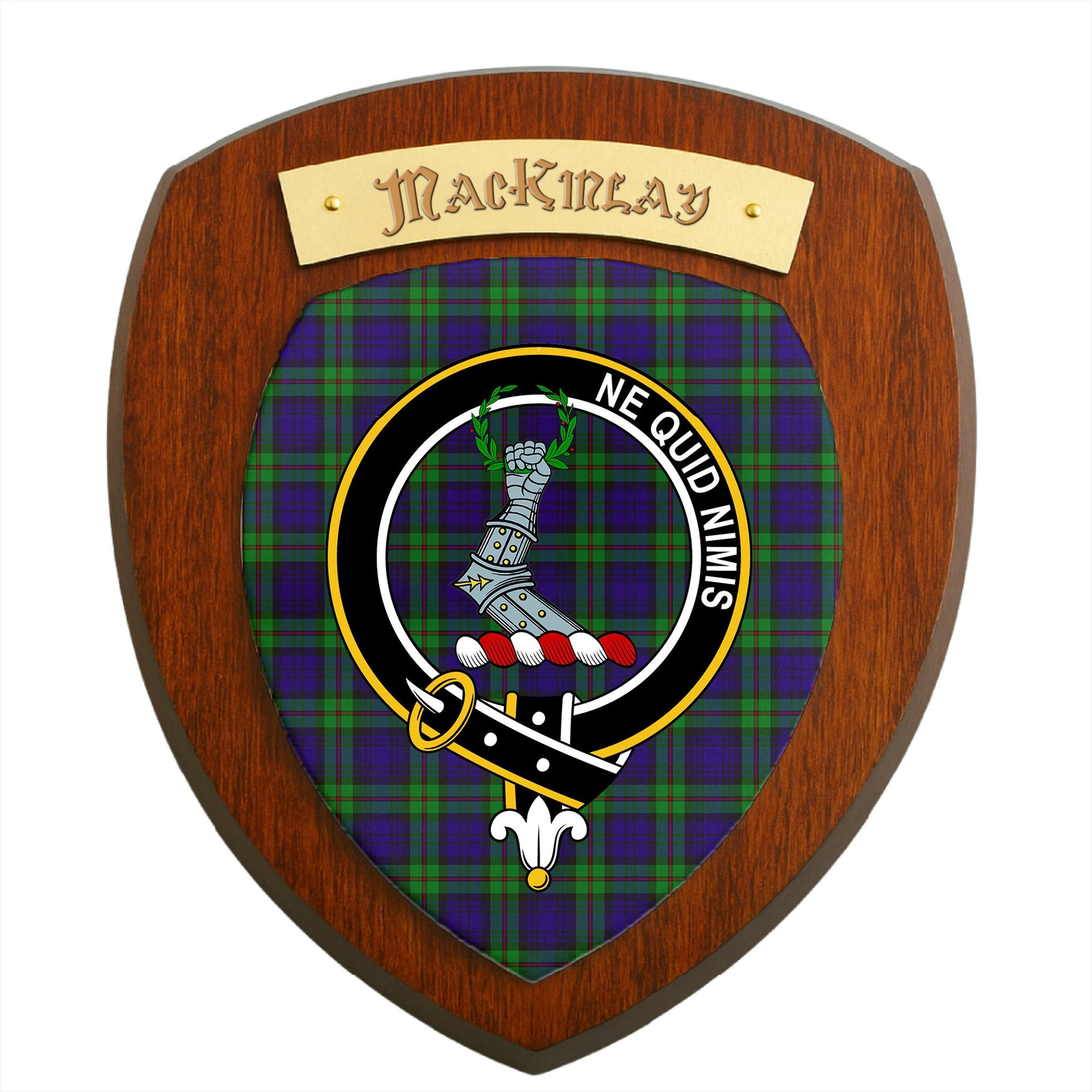 ScotsTee Shop Scottish MacKinlay Modern Clan Crest Scottish Tartan Wooden Wall Plaque