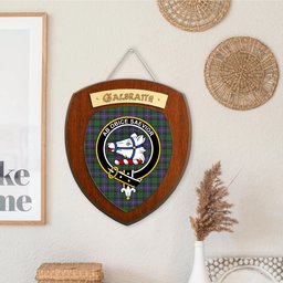 ScotsTee Shop Scottish Galbraith Clan Crest Scottish Tartan Wooden Wall Plaque