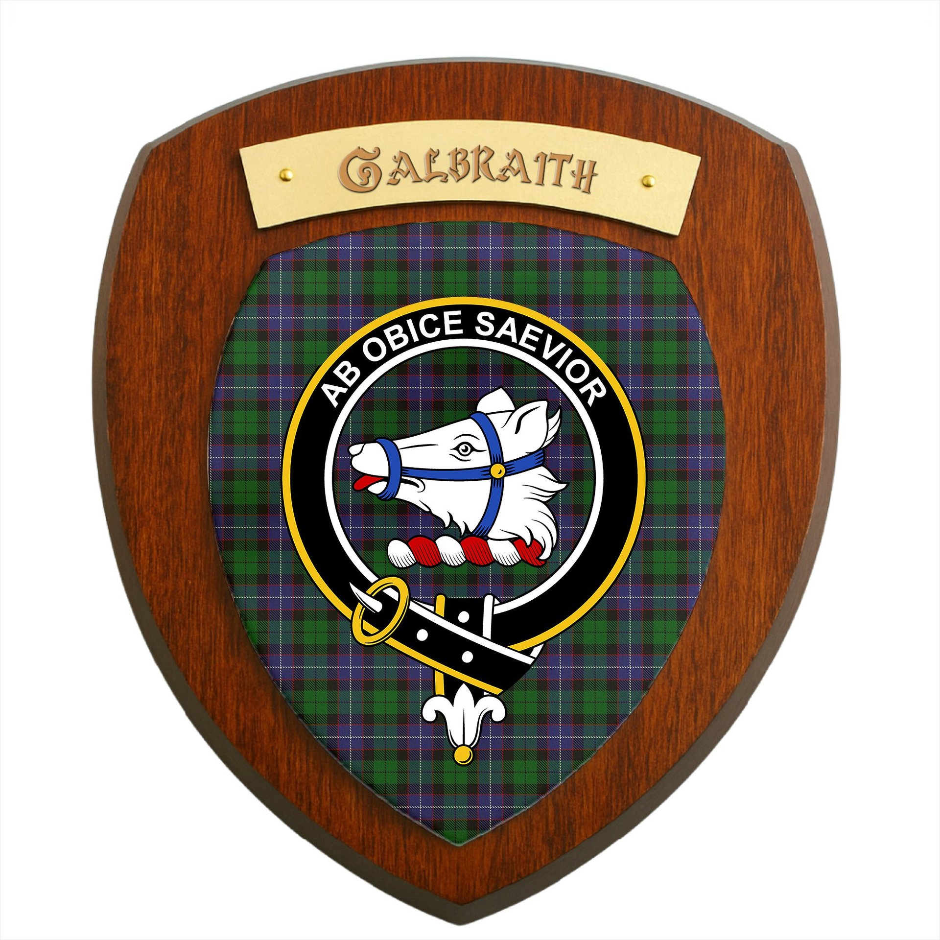 ScotsTee Shop Scottish Galbraith Clan Crest Scottish Tartan Wooden Wall Plaque