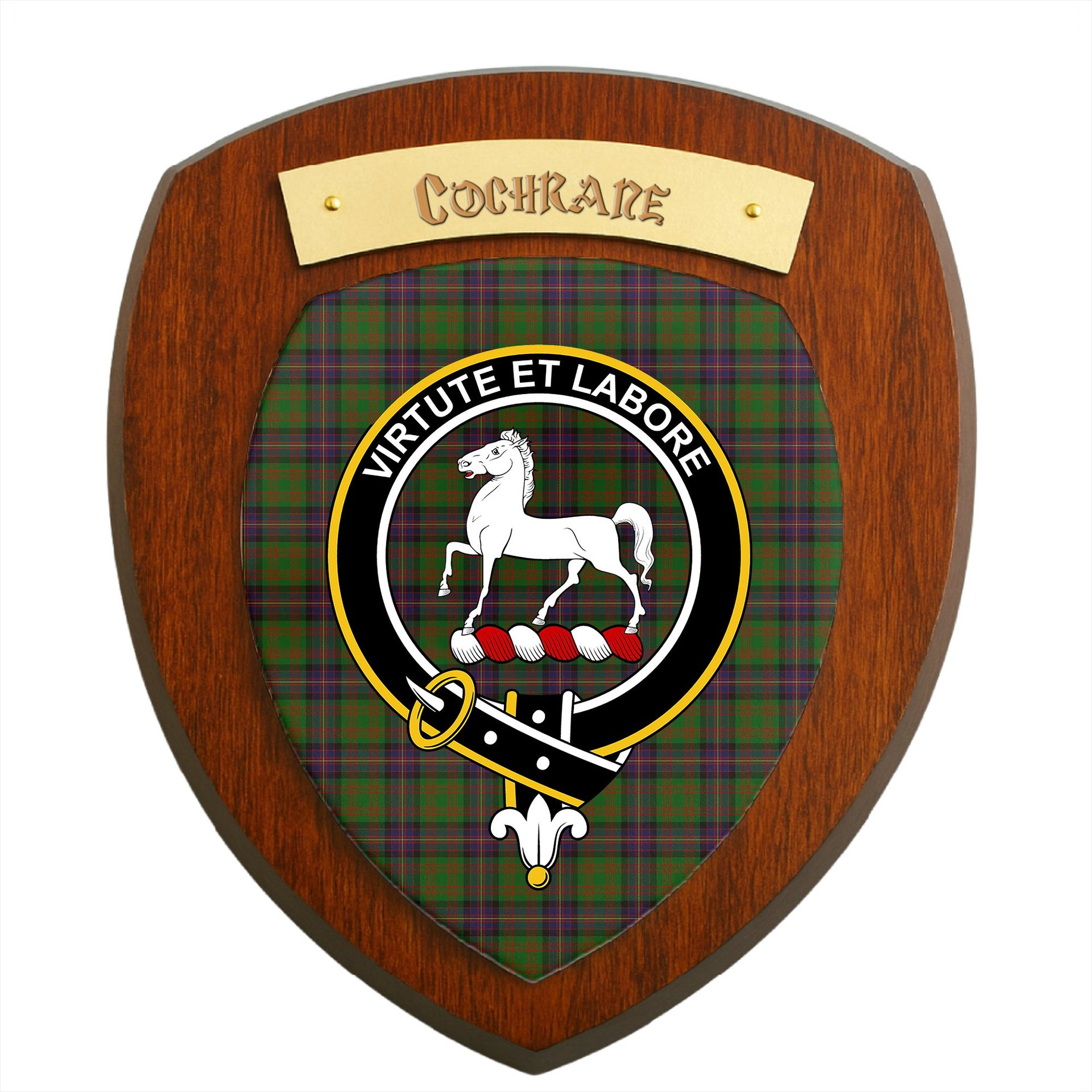 ScotsTee Shop Scottish Cochrane Clan Crest Scottish Tartan Wooden Wall Plaque