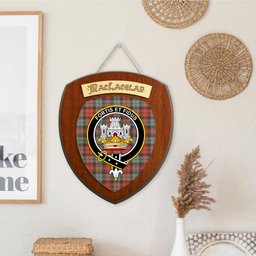 ScotsTee Shop Scottish MacLachlan Weathered Clan Crest Scottish Tartan Wooden Wall Plaque