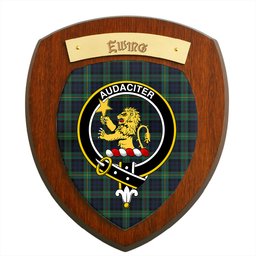 ScotsTee Shop Scottish Ewing Modern Clan Crest Scottish Tartan Wooden Wall Plaque