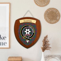ScotsTee Shop Scottish Jardine Dress Clan Crest Scottish Tartan Wooden Wall Plaque