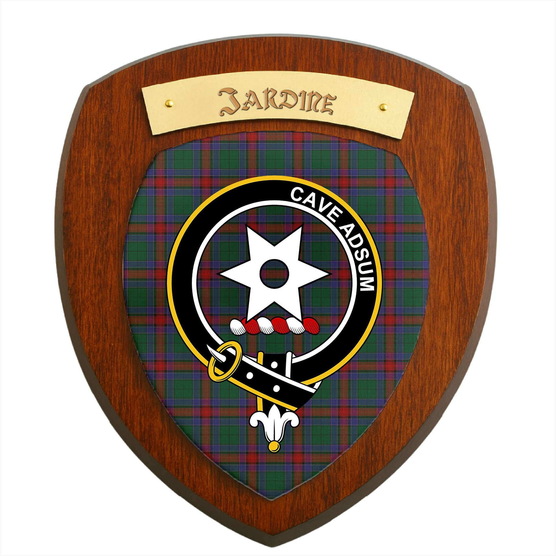 ScotsTee Shop Scottish Jardine Dress Clan Crest Scottish Tartan Wooden Wall Plaque