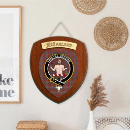 ScotsTee Shop Scottish McFarland Red Clan Crest Scottish Tartan Wooden Wall Plaque