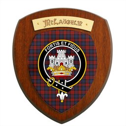 ScotsTee Shop Scottish McLaughlin Clan Crest Scottish Tartan Wooden Wall Plaque