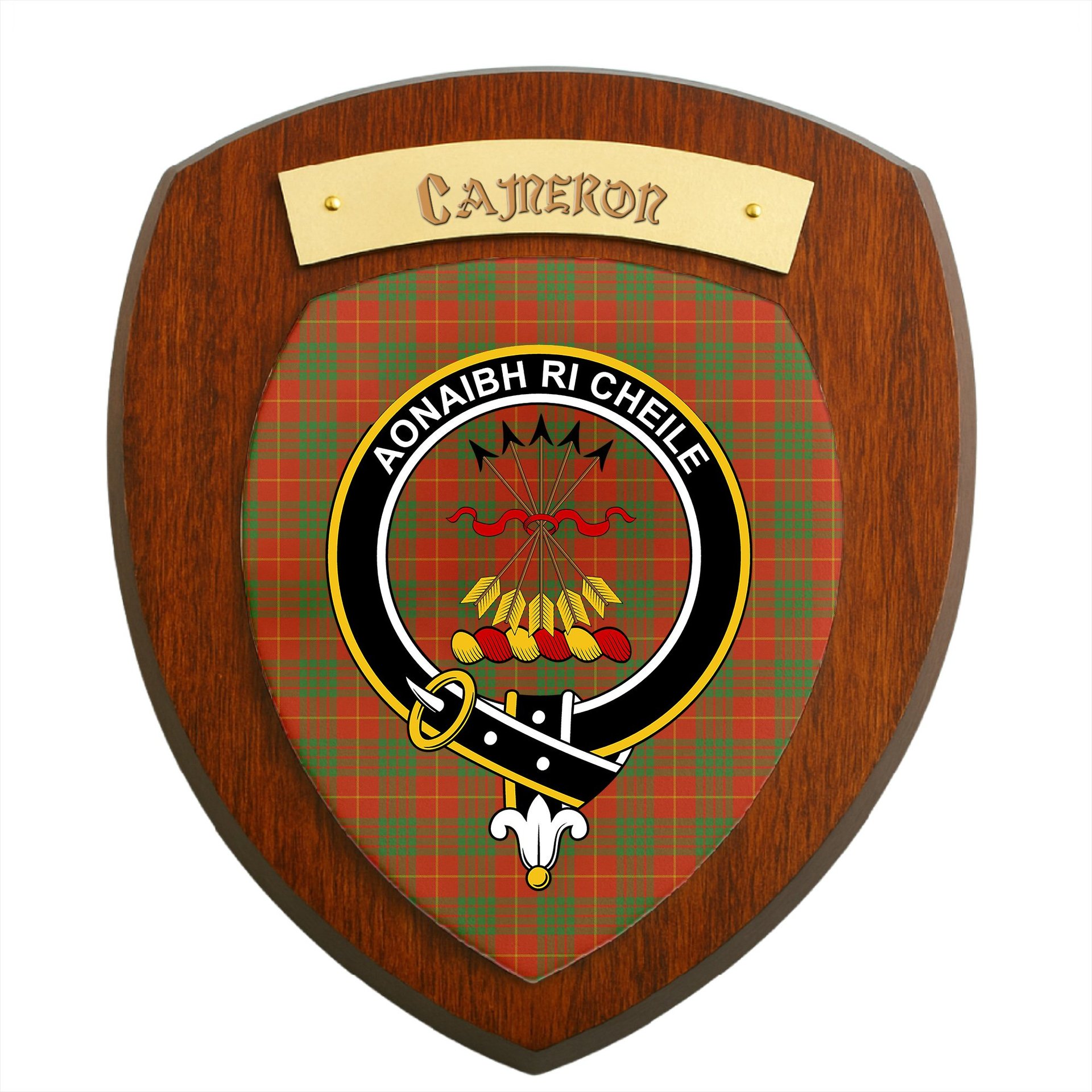 ScotsTee Shop Scottish Cameron Ancient Clan Crest Scottish Tartan Wooden Wall Plaque